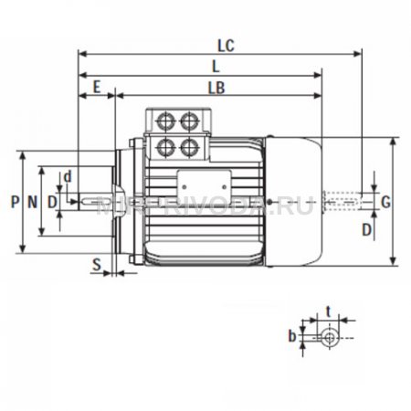 Двухскоростной электродвигатель GR100LA 4/6 B14 (1.5-0.6)