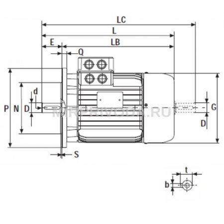 Двухскоростной электродвигатель GR80B 4/6 B5 (0.55-0.18)