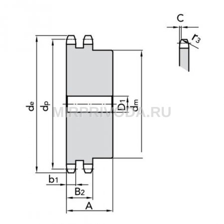 Звездочка 12B-2 со ступицей, под расточку, Z=10