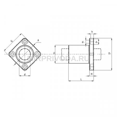 LMK40 линейный подшипник с квадратным фланцем