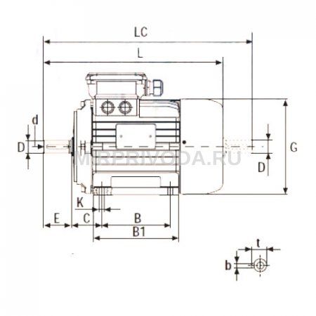 Двухскоростной электродвигатель с тормозом GR90LB 4/6 B3 (1.00-0.75)