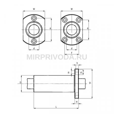 LMH06 линейный подшипник с прямоугольным фланцем