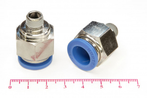 Пневмофитинг цанговый прямой с наружной резьбой PC 12-01 (R1/8")