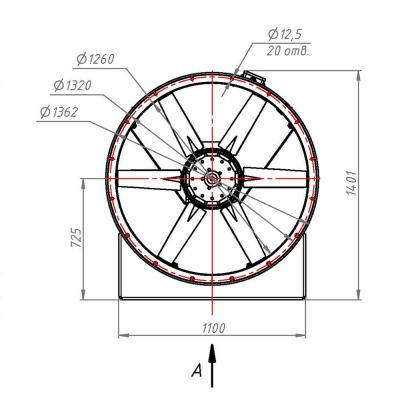 Осевой вентилятор OB1250 15Т (5.5/750)