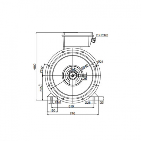 Электродвигатель трехфазный GMM 355 L 8d (250/750)