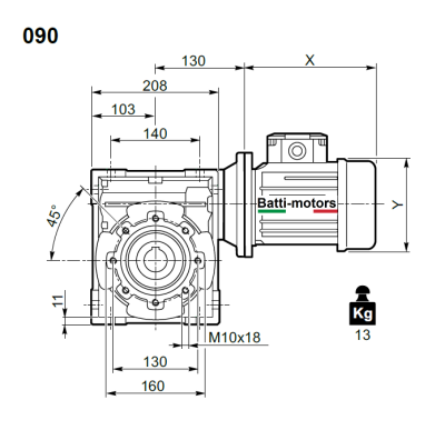 BR 90 40 100/112B5 (28/250) червячный редуктор Batti-Motors