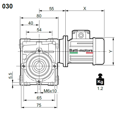 BR 30 80 63B5 (11/140) червячный редуктор Batti-Motors