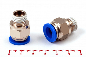 Пневмофитинг цанговый прямой с наружной резьбой PC 10-02 (R1/4")