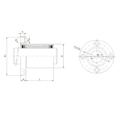 Линейный подшипник с круглым фланцем LMF 50 UU