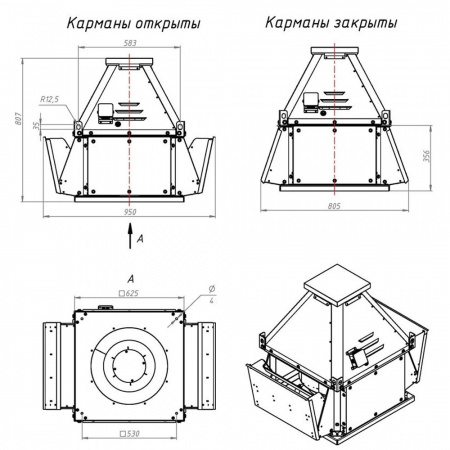Крышный вентилятор MPKF4.00-6K (0.25/1500)