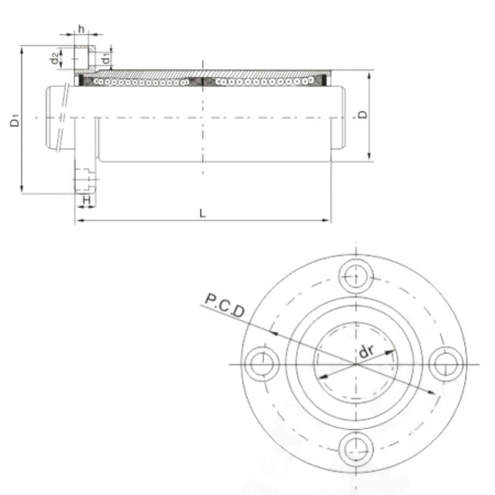 Линейный подшипник с круглым фланцем LMF 20 LUU